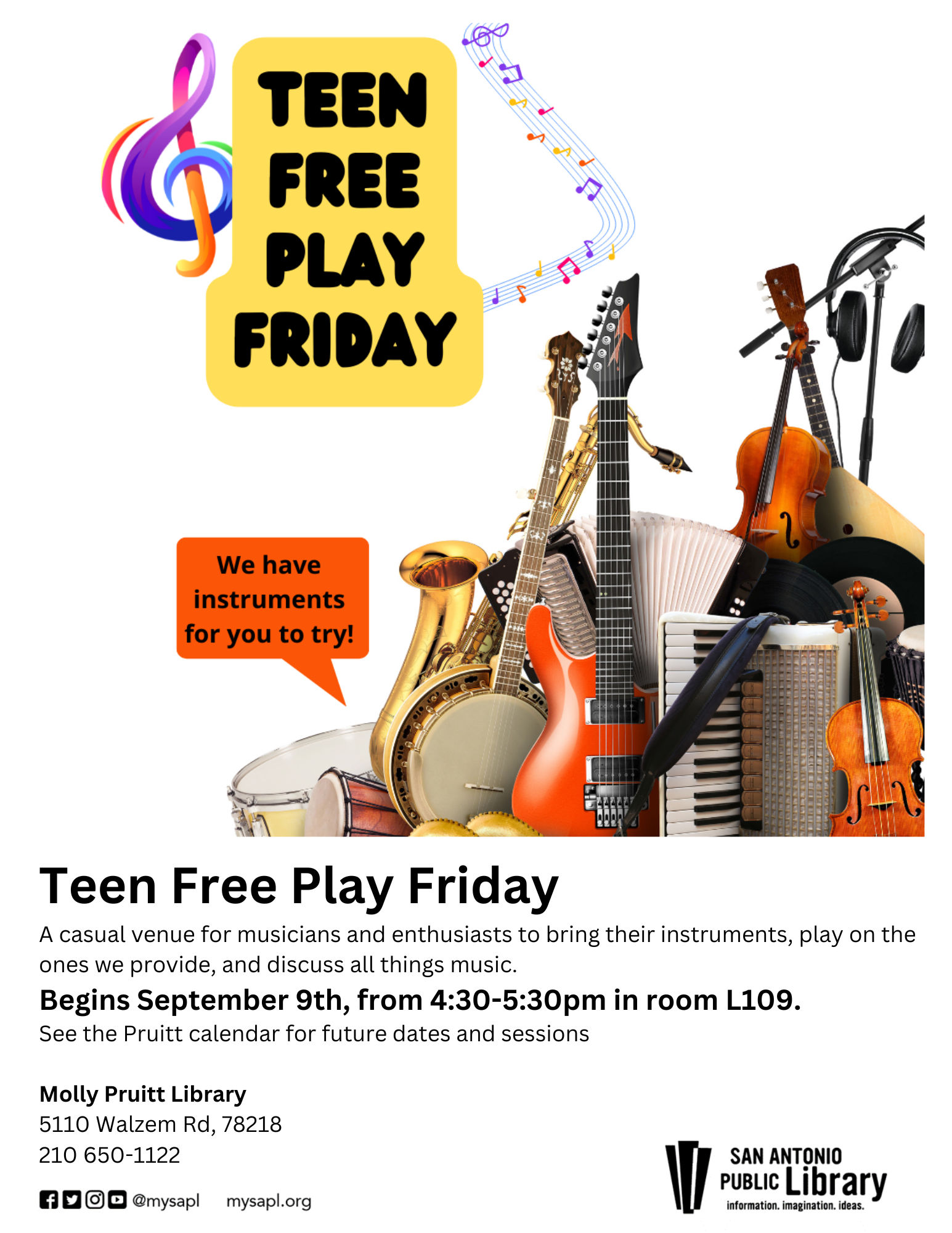 Poster for Free Play Fridays at Pruitt